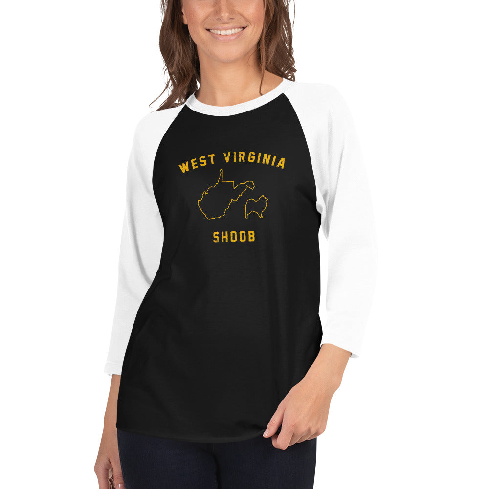 West Virginiaaaaaa Shoob 3/4 sleeve raglan shirt
