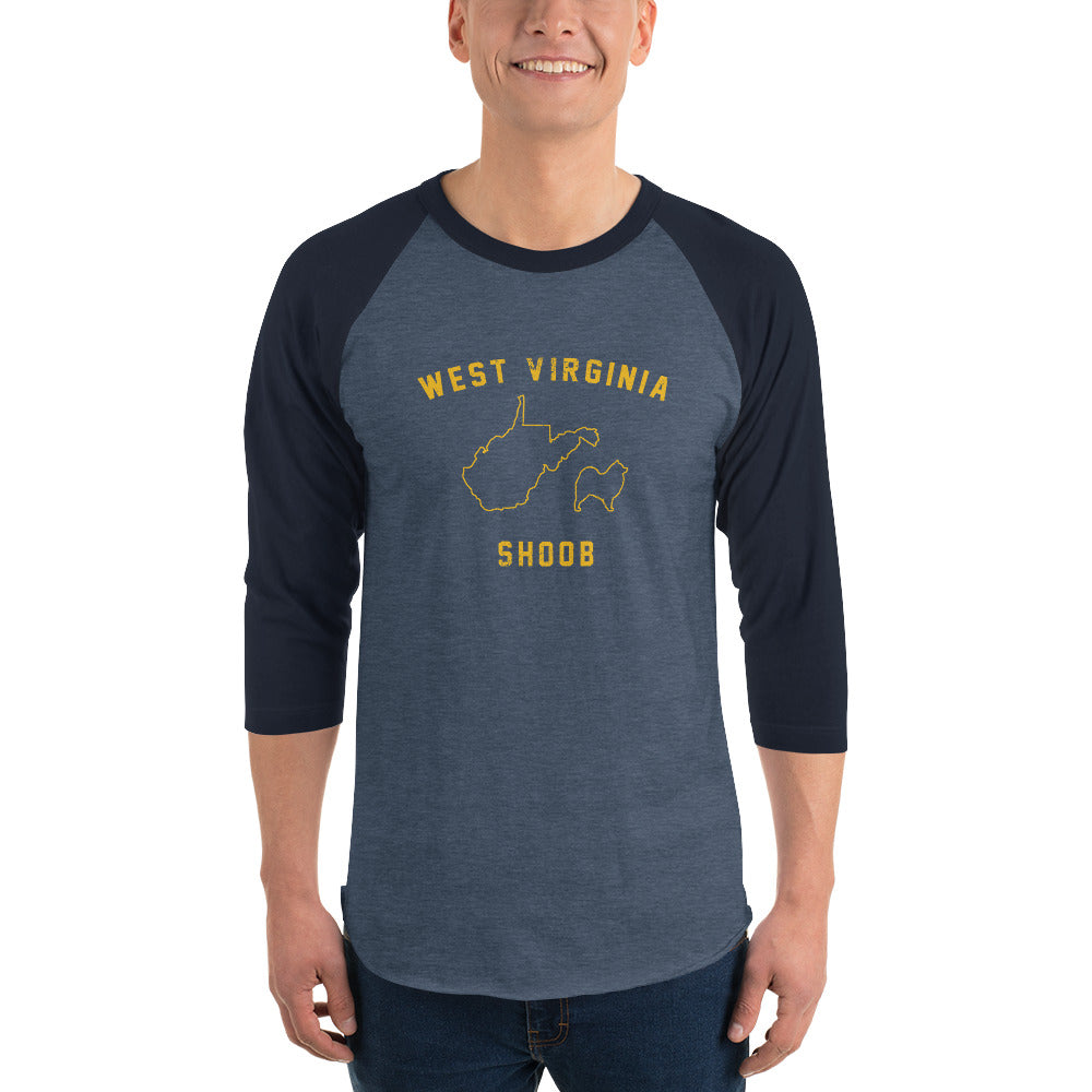 West Virginiaaaaaa Shoob 3/4 sleeve raglan shirt